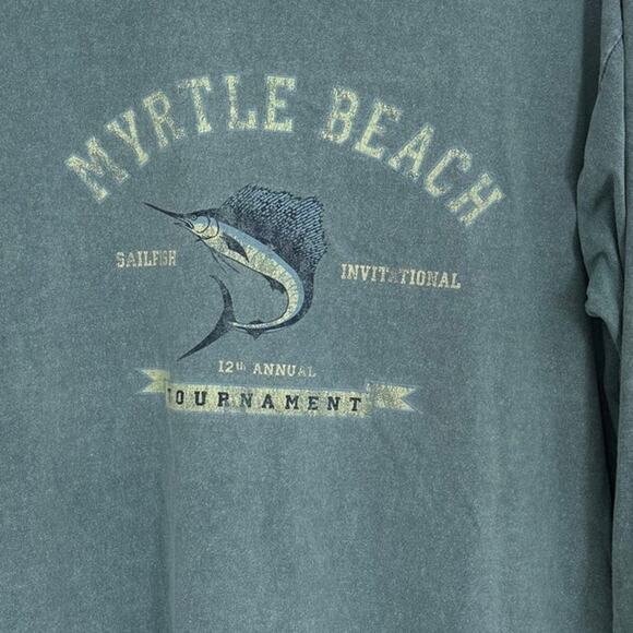 Myrtle Beach Long Sleeved T Shirt Men’s Size L Blue Marlin Fish - Picture 3 of 3